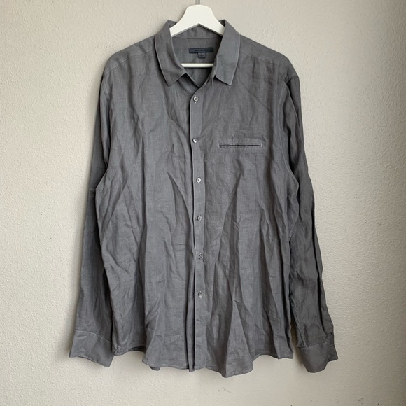 John Varvatos Linen Button Down Shirt - Picture 1 of 9